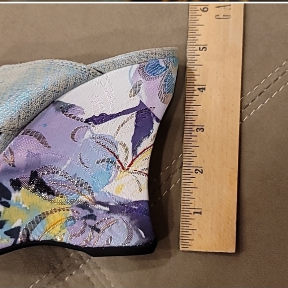 Donald J. Pliner Purple and Blue Artistic Platform Wedge  Sandals - Picture 5 of 9